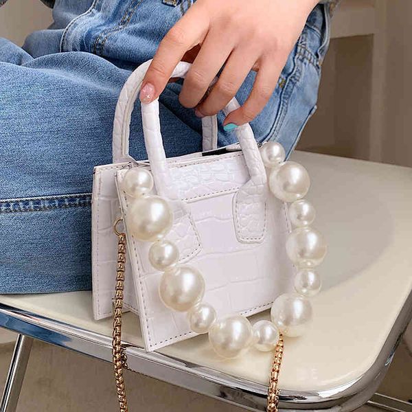 

crocodile pattern handbag pearl strap female small handbags shoulder bag women travel crossbody bags c0508