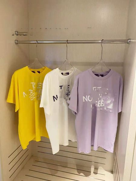 

luxury design summer north + round neck short sleeve chest pocket t-shirt loose casual fashion men's and women's same, White