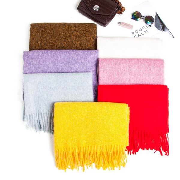 

scarves 2021 south korean thickened scarf tassel enlarged shawl red yellow pink grey blonde price, Blue;gray