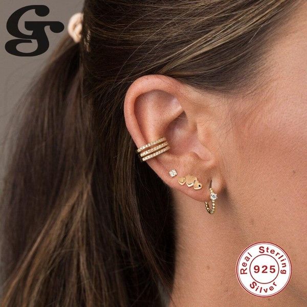 

gs 925 silver earrings mini heart s925 sterling plata piercing stud ear rings single light luxury boho women female pendientes, Golden;silver