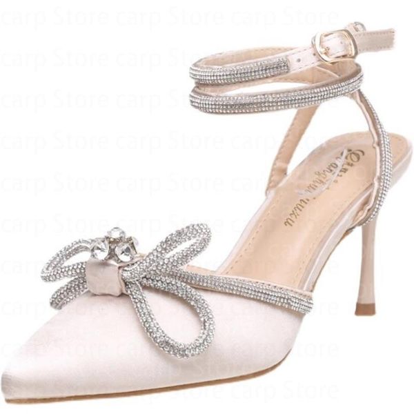 

dress shoes summer women sandals slippers runway style crystal bowknot satin lady genuine leather high heels party prom, Black