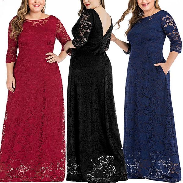 

party dresses 2021 summer large size evening women long sleeve lace full length cocktail vestido fashion prom gown, White;black