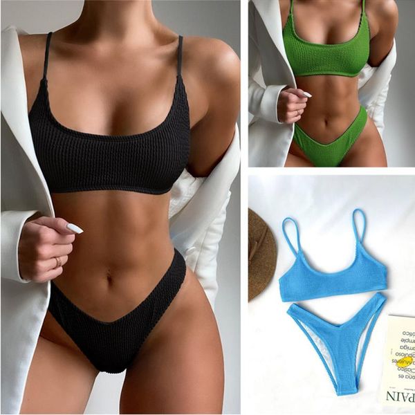

one-piece suits 2021 striped style swimwear women triangle bikini maio biquini mujer banador badpak dames stroj kapielowy maillot femme