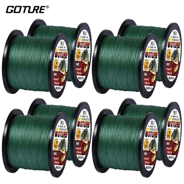 

goture 8 units, 500/unit pe braided fishing line multifilament 4 strands cord carp fishing lines 8-80lb for saltwater freshwater