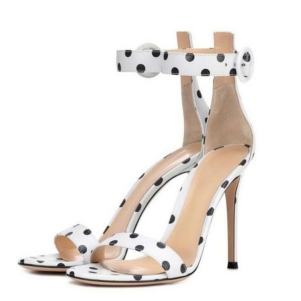 

dress shoes summer fashion fish mouth polka dot stiletto high heel all-match sandals banquet large size custom-made women's, Black