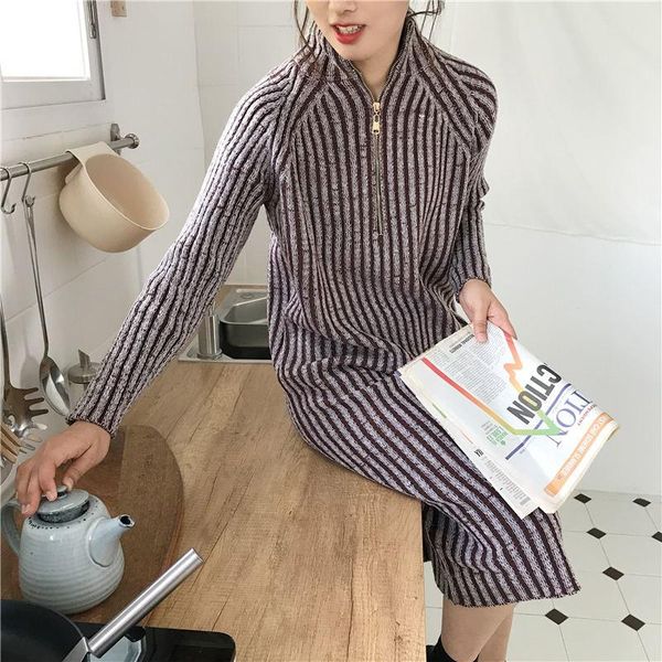 

women's sweaters fashion autumn winter women knitted sweater casual pullovers long sleeve vestido outwear loose dresses, White;black