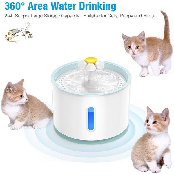 

cat bowls & feeders pet water fountain led electric mute drinking bowl usb dog drinker dispenser container accessories