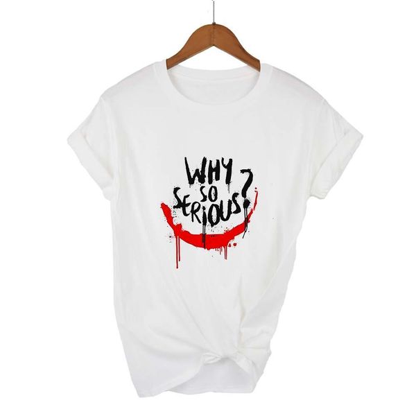 

summer joker why so serious printed women new arrival harajuku t shirts women cute kpop oversize streetwear aesthetic t-shirts, White