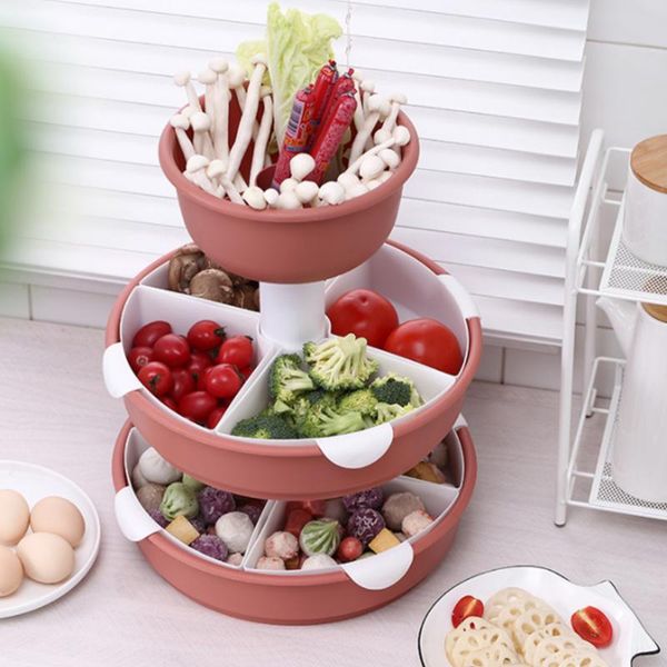 

hooks & rails 3 tiers multi-purpose creative design abs fruit basket vegetable display bowl stand rotating storage rack holders