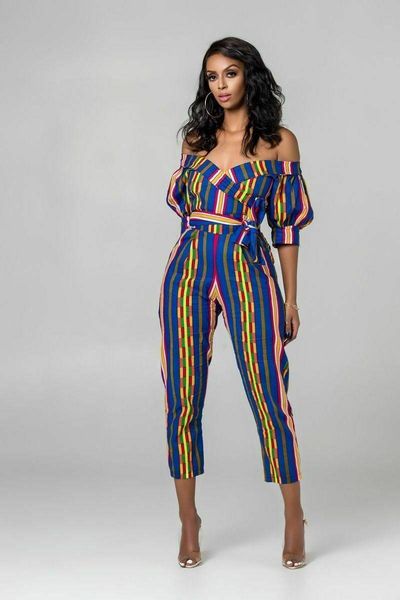 

women's jumpsuits & rompers women off shoulder striped jumpsuit romper pants bodycon clubwear playsuit, Black;white