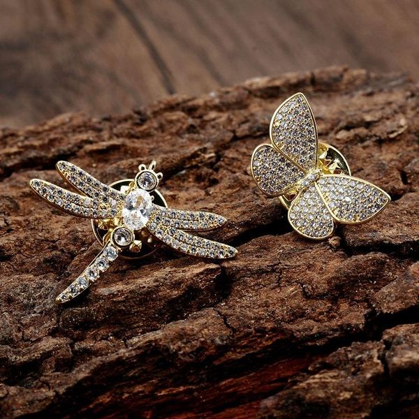 

pins, brooches 2021 insect brooch zircon butterfly dragonfly pin collar for women party wedding cloth scarf badge fashion jewelry accessorie, Gray