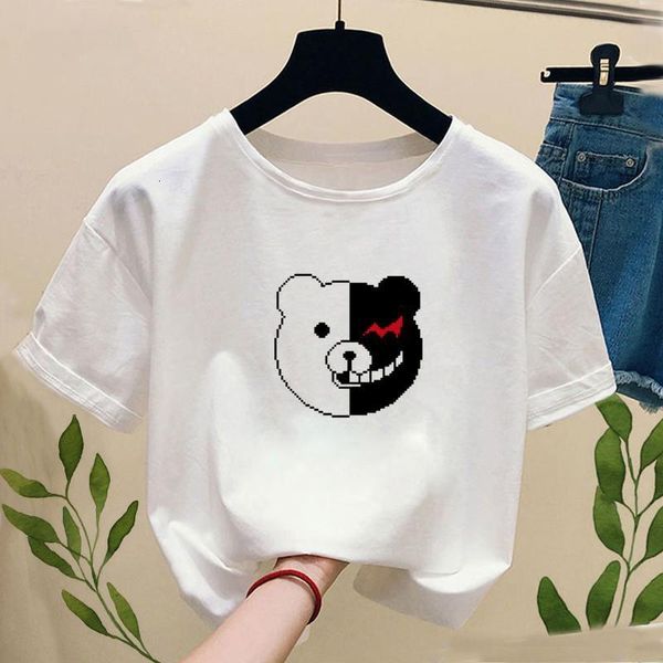 

janpan anime kokichi oma t-shirt print women fashion truth and lies game funny graphic tee shirt casual short sleeve, White