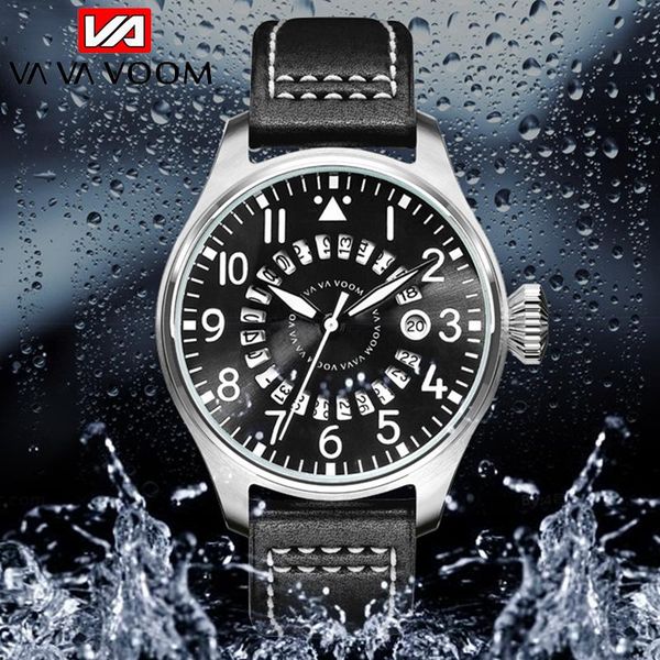 

wristwatches relogio masculino vava voom men watches quartz watch leather strap casual business for relojes para hombre, Slivery;brown