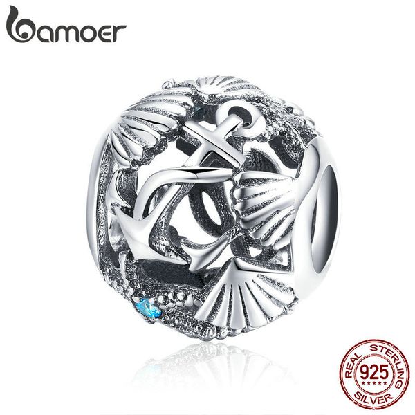 

bamoer authentic 925 sterling silver tropical beach shell beads charms fit charm bracelets & necklaces diy jewelry scc995 q0531, Black