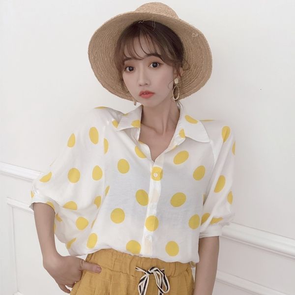

women's blouse casual shirt flashlight polka dot loosey shirts women's shirts and blouses 47rl, Black
