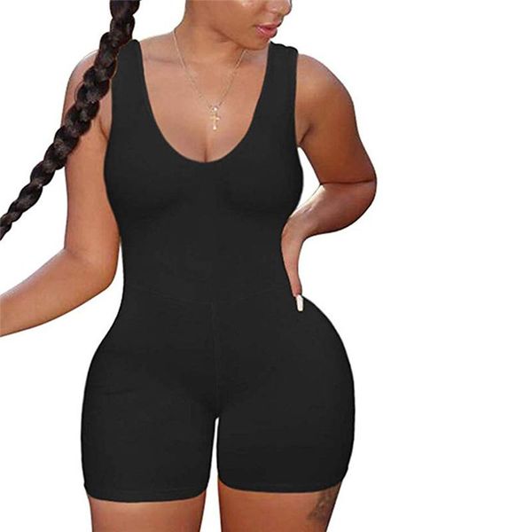

women's jumpsuits & rompers women sports tank jumpuit summer sleeveless bodycon romper jumpsuit playsuit shorts tracksuit gym fittness, Black;white
