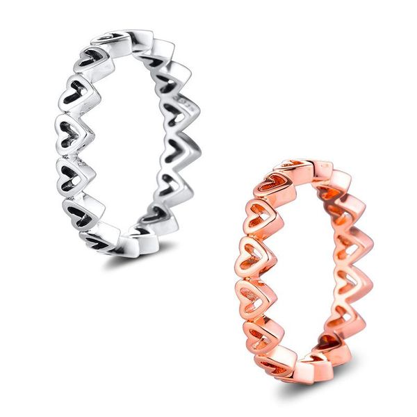 

cluster rings and hearts ring valentine day 925 sterling silver & rose golden for women gift female party, Golden;silver
