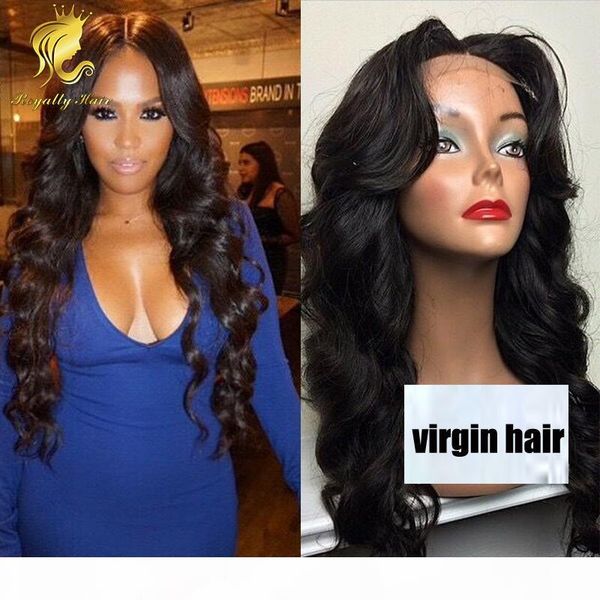 

130 density glueless full lace wigs mongolian middle part human hair wavy lace front wigs for black women with baby hair, Black;brown