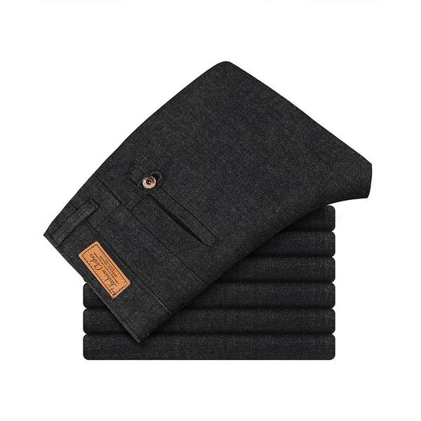 

men's pants 2021 spring autumn business cotton and linen trousers casual slim black blue,911