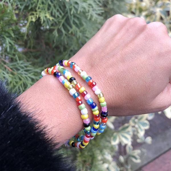 

beaded, strands bohemia beads stretch bracelets fashion multicolored jewelry men and women jewellry gifts, Black