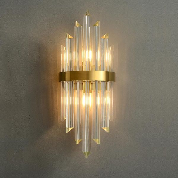 

led postmodern stainless steel crystal golden clear led lamp light wall lamp wall light sconce for bedroom corridor
