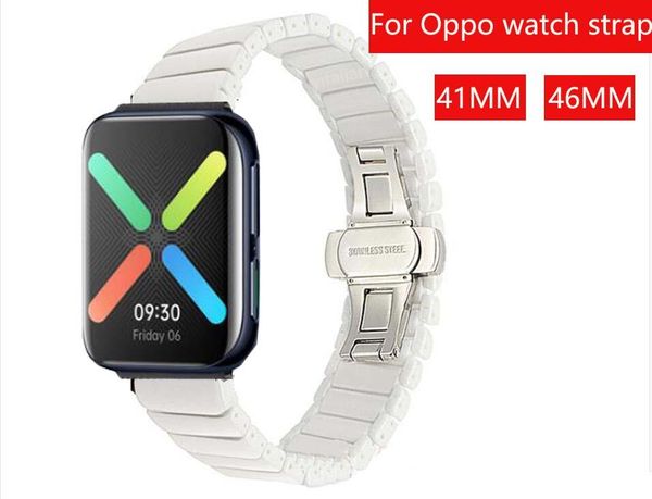 

watch bands arrival ceramic strap for oppo band 41mm bracelet 46mm belt metal butterfly bukle, Black;brown
