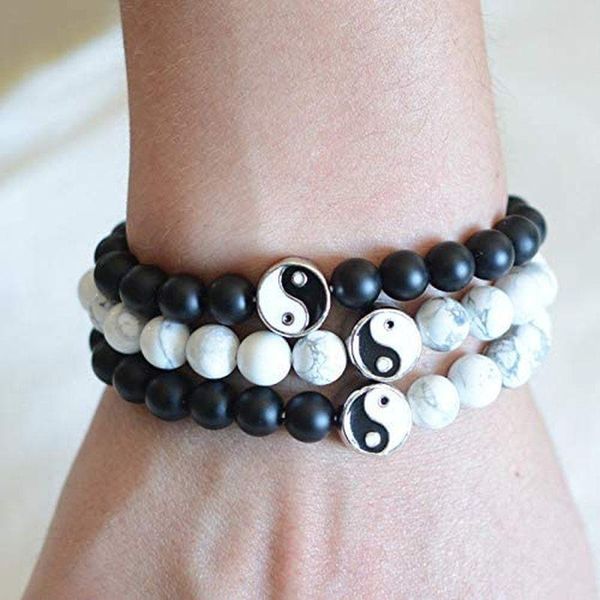 

charm bracelets simple tai chi white turquoise bracelet for men women wrist chain bangle fashion jewelry gift beach casual bridal parties, Golden;silver