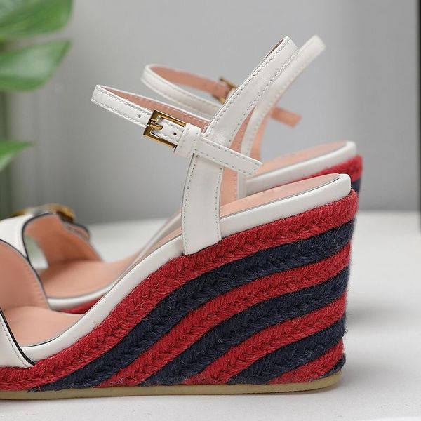 

latest fashion goddess slope heel sandals comfortable feet beautiful elegant temperament is worth having 34-42, Black