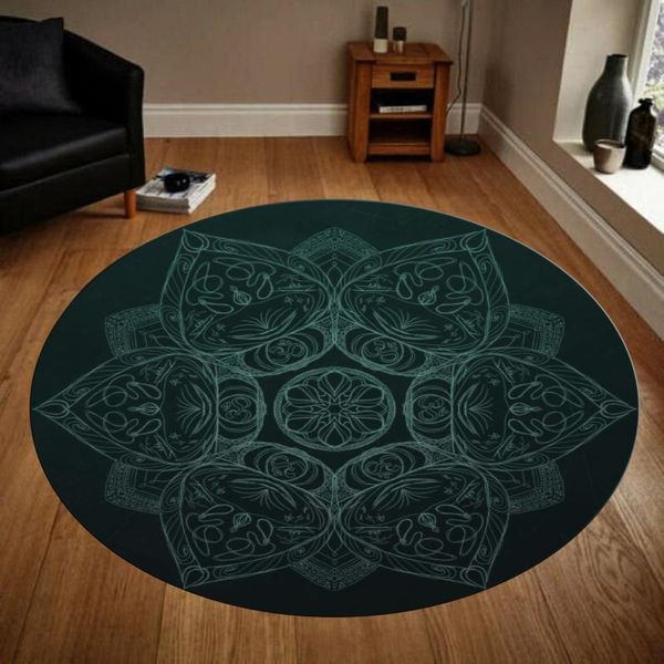 

carpets green patterned round carpet, non slip floor carpet,teen's rug