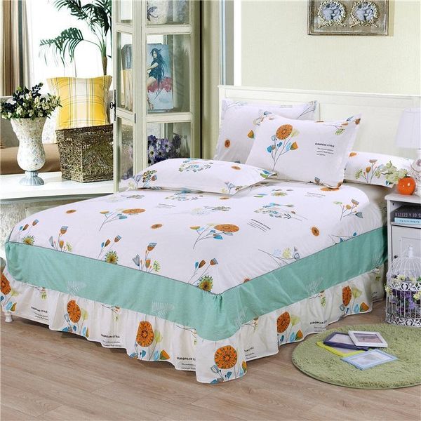 

sheets & sets 31 cotton thick adults bed skirt sunflowers printed bedspread fitted sheet twin full queen king size cover princess bedsheet
