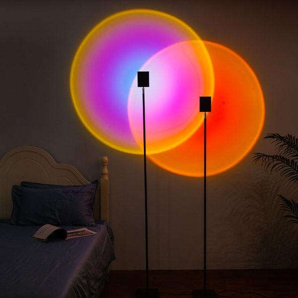 

2021 new rainbow art sunset projection floor lamp creative decoration designer atmosphere lamp sun never sets led floor light