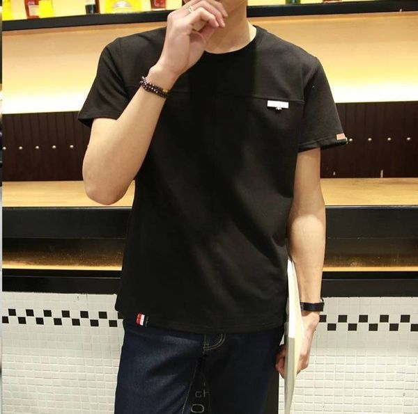 

and men's spring short t-shirt. summer new trend color matching half sleeve body blood t-shirt, White;black