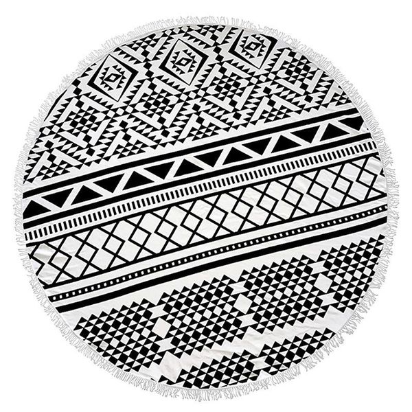 

towel beach superfine fibre circle tassels bath round