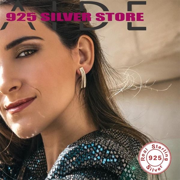 

aide women stud earring 925 sterling silver pendientes zircon tassel boucle oreille femme earrings fine jewelry for dating party, Golden;silver