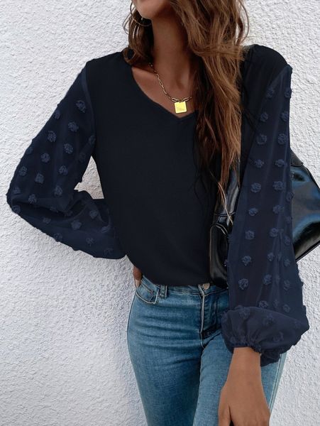 

swiss dot bishop sleeve blouse 77kl#, White