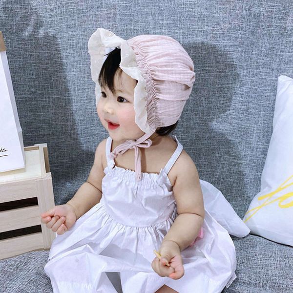 

washed gauze palace hat children's princess hat cotton sun baby wash po, Yellow