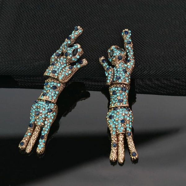 

stud earrings personality temperament dark cheetah ear jewelry ins cold wind full of gem animal retro exaggerated women, Golden;silver