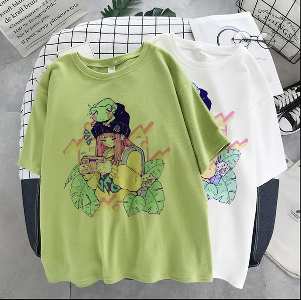 

gothic loose streetwear black harajuku letter print women tees summer frog women punk short sleeve casual vintage t shirts, White