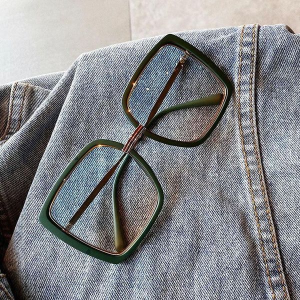 

sunglasses oloey large square women fashion trendy green luxury eyewear female all-match sun glasses camping hiking uv400 oculos, White;black