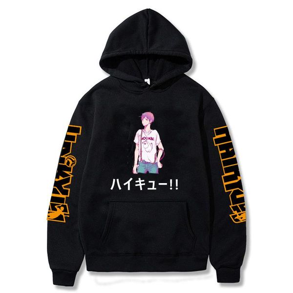 

men's hoodies & sweatshirts anime haikyuu kageyama hinata hoodie men/women hip hop casual loose harajuku sweatshirt streetwear over, Black