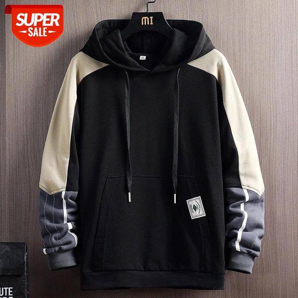 

spring autumn men hoodies sweatshirts men splicing streetwear pullover hoodie men/women casual hooded sweatshirt hip hop 4xl #cj5q, Black