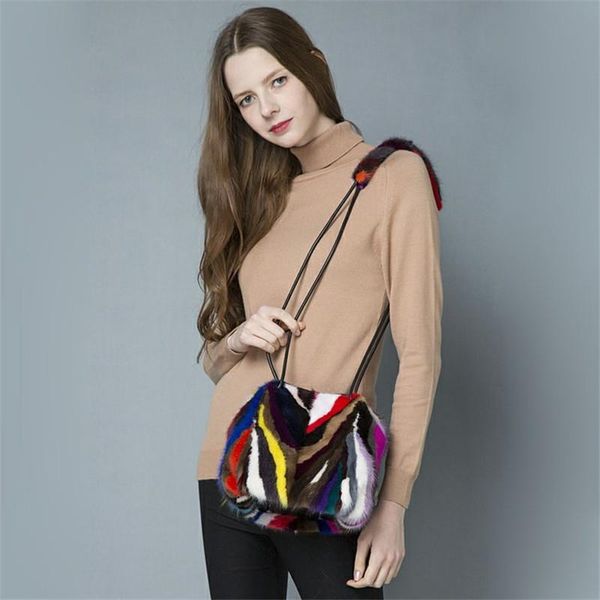 

duffel bags korean version of the fashion casual 2021 women's bag colorful leather shoulder messenger hairy
