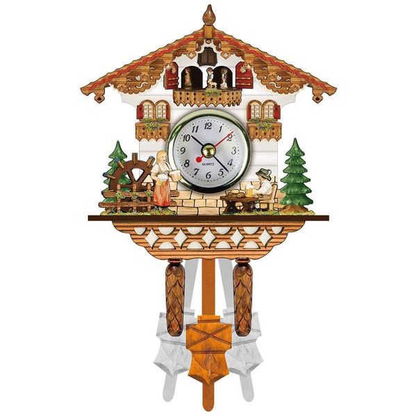 

wall clocks retro style wooden cuckoo clock art mounted roman numeral handicraft decorations