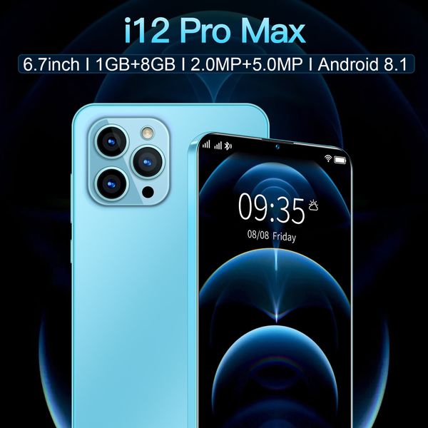 

global version i12 pro max 1gb ram 8gb rom smartphone 6.7inchu screen android 8.1 5800mah unlocked cellphone mobilephone celular