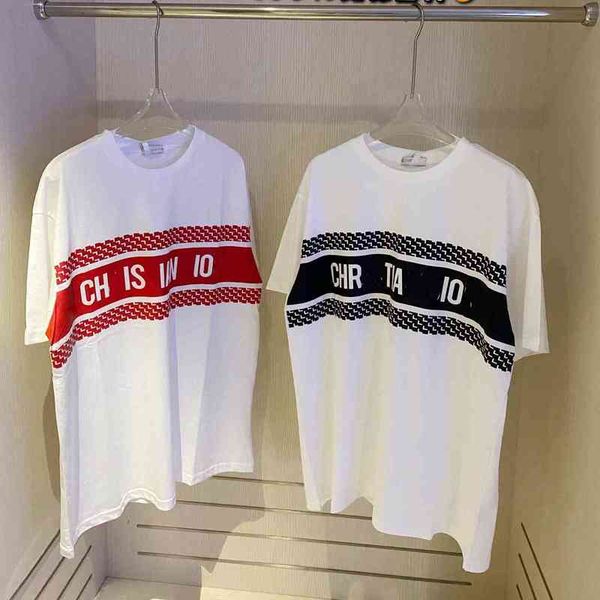 

2022 factory wholesale new fashion ins2021 summer d home tote chest letter presbyopia short sleeve t-shirt casual loose t-shirt female, White