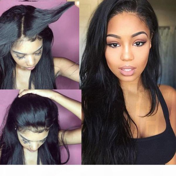 

8a grade brazilian virgin hair bundles straight hair 360 lace frontal with 3 bundles virgin human hair extensions for black woman, Black;brown