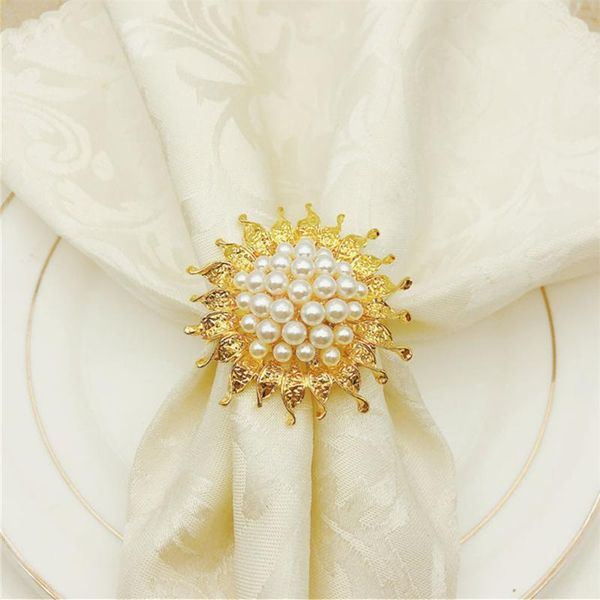 

napkin rings 12pcs pearl sun flower ring western food deskdecoration applicable for el reception wedding banquet sample room