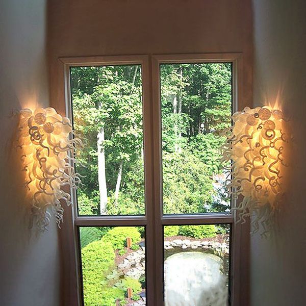 Casamento Casa Decoração Sconce Lâmpada Contemporânea Foyer Escadaria Blown Vidro Luz de parede LED cor branca personalizada 28 ou 36 polegadas