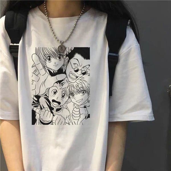 

hunter x hunter kurapika tees japanese cartoon casual ulzzang punk large size loose o-neck harajuku bf vintage female t-shirt, White