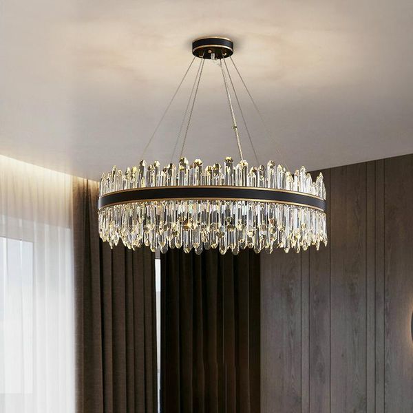 

chandeliers living room luxury modern crystal lamp chandelier round/oval led black home decoration lamps